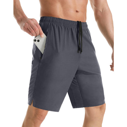 Men's 7" Athletic Running Shorts Lightweight Quick Dry Gym Workout Shorts with Zipper Pockets