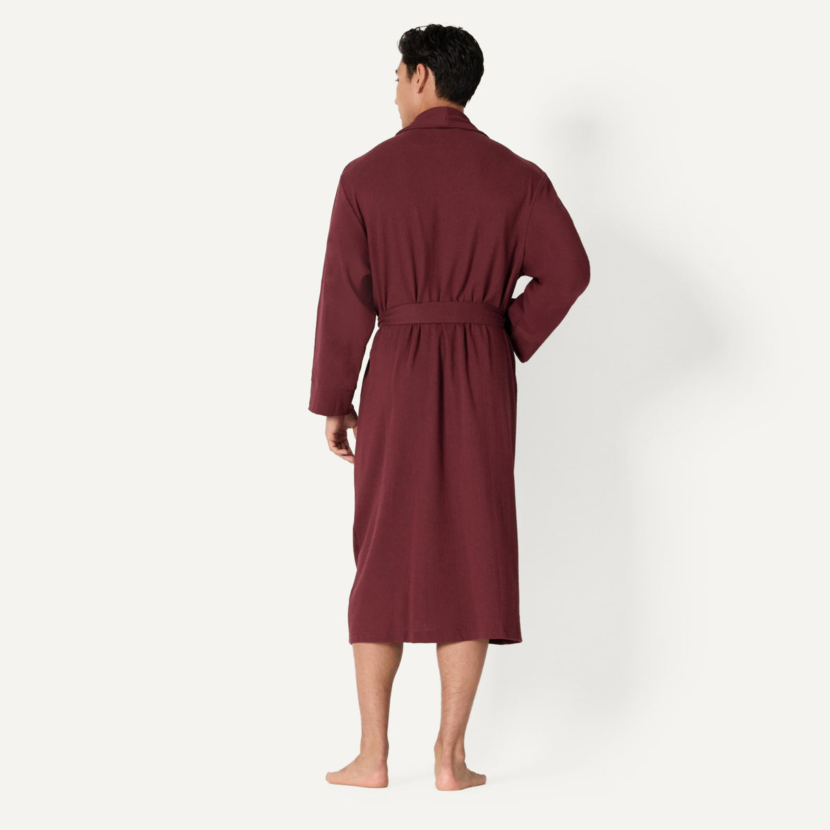 Amazon Essentials Men's Lightweight Cotton Waffle Bath Robe, Mid-Length Loungewear (Available in Big & Tall)