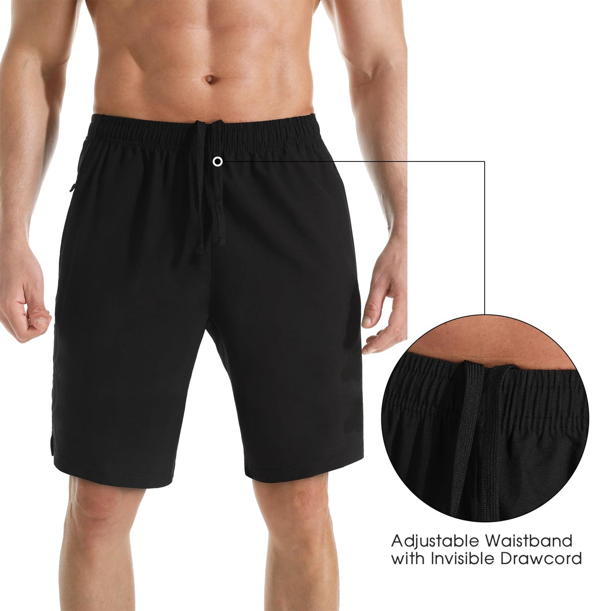 Men's 7" Athletic Running Shorts Lightweight Quick Dry Gym Workout Shorts with Zipper Pockets