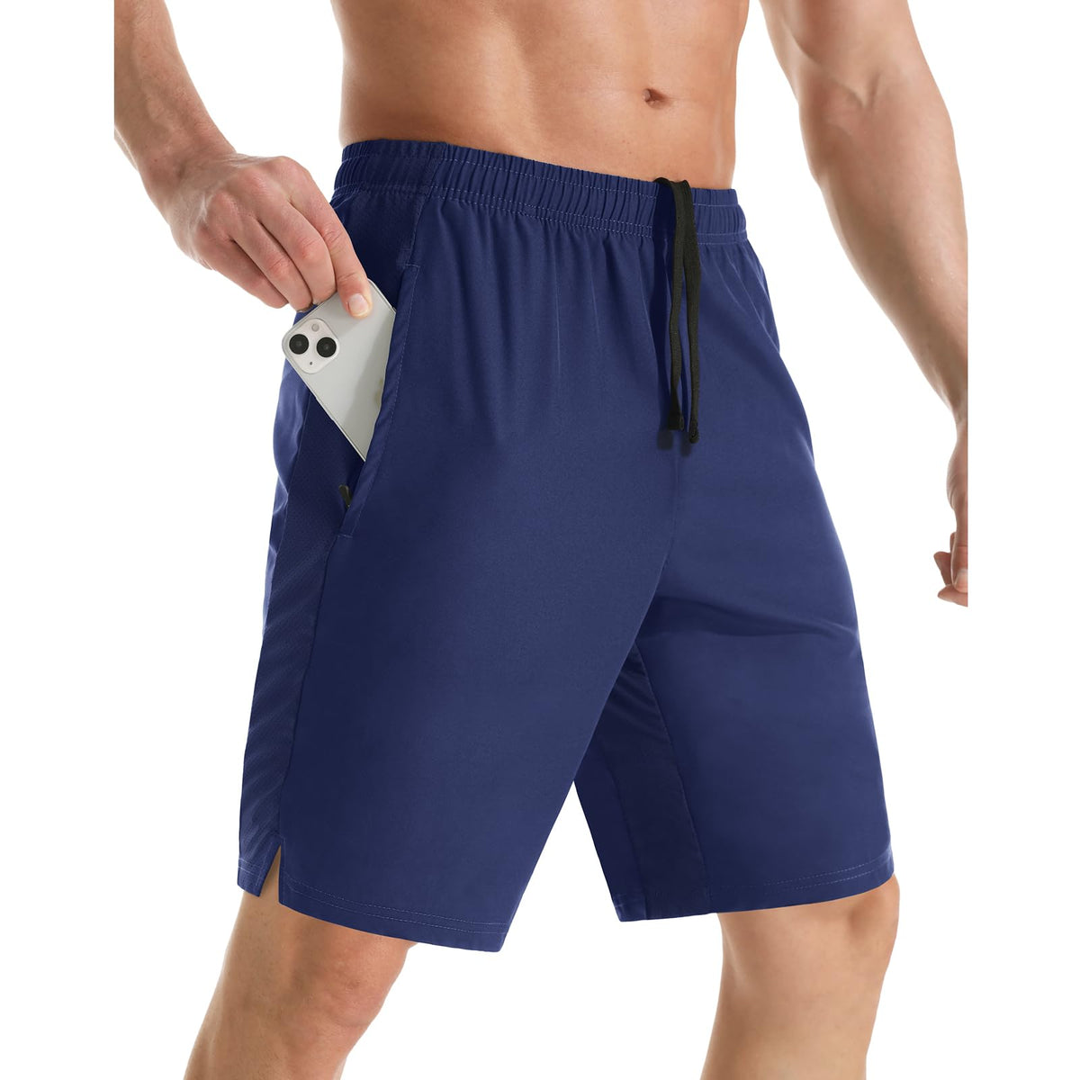 Men's 7" Athletic Running Shorts Lightweight Quick Dry Gym Workout Shorts with Zipper Pockets