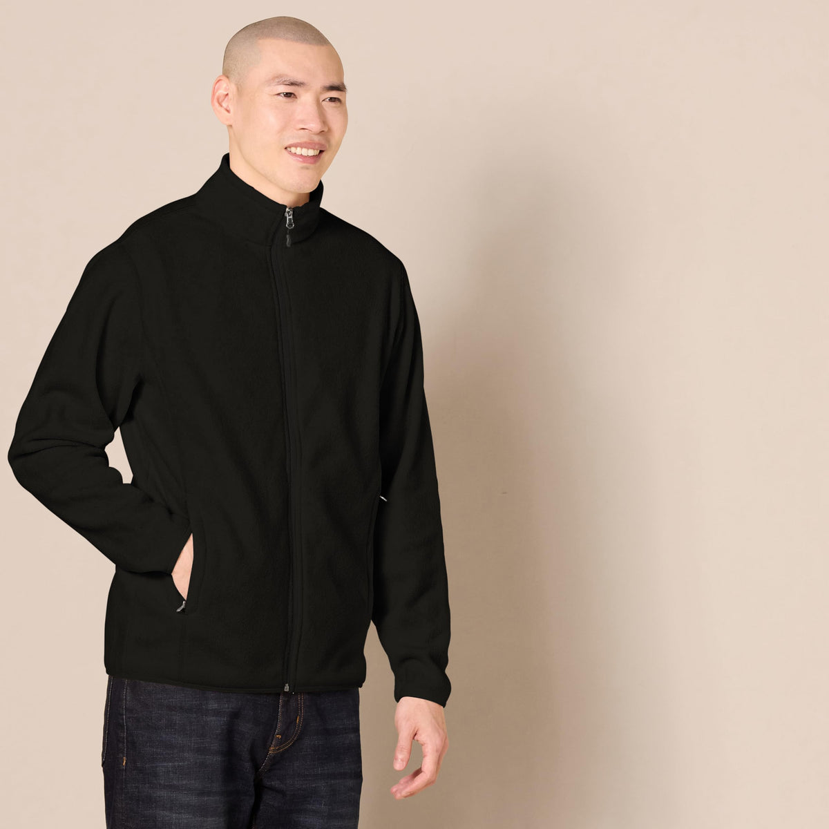 Amazon Essentials Men's Full-Zip Polar Fleece Jacket with Zippered Pockets for Cold Outdoor Weather