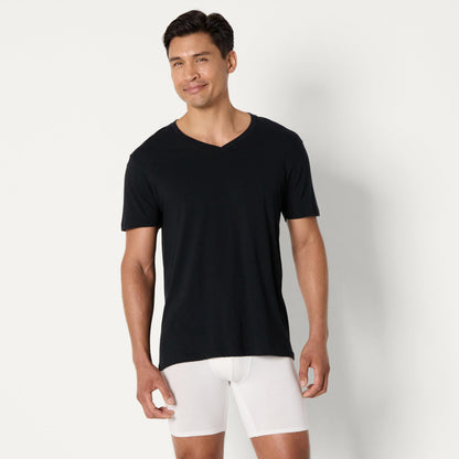 Amazon Essentials Men's Slim Fit V-Neck Undershirt, Breathable Cotton, Pack of 6