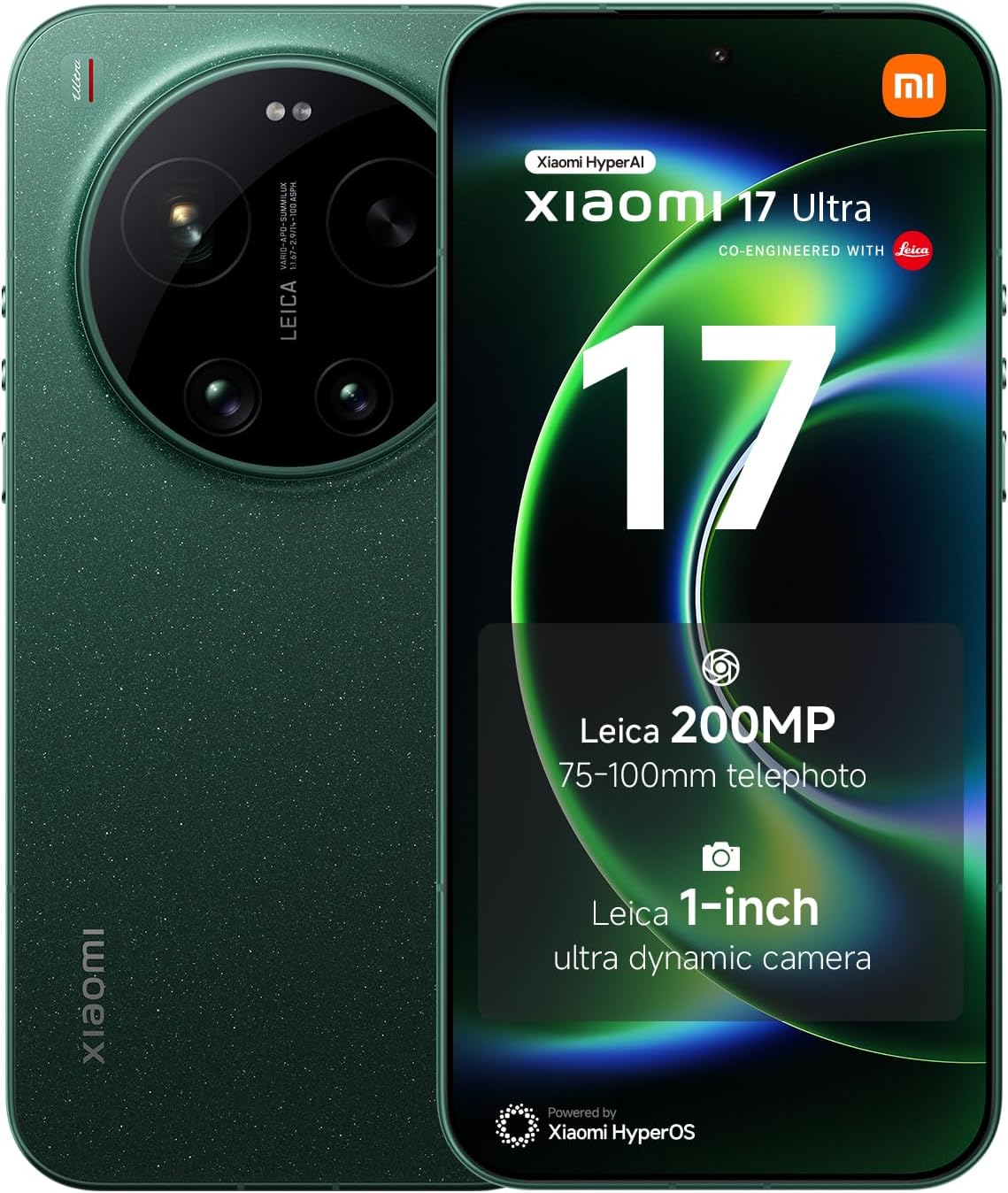XIAOMI 17 Ultra Ai 5G (Compatible with Tmobile Mint Tello & Global) (512GB + 16GB) NFC Global ROM Unlocked 200MP Triple Pro Leica Cam eSIM 6.9" 144Mhz Model 25128PNA1C Liberado (Starlit Green)