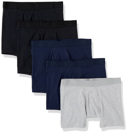 Amazon Essentials Men's Cotton Jersey Boxer Briefs Underwear, Pack of 5