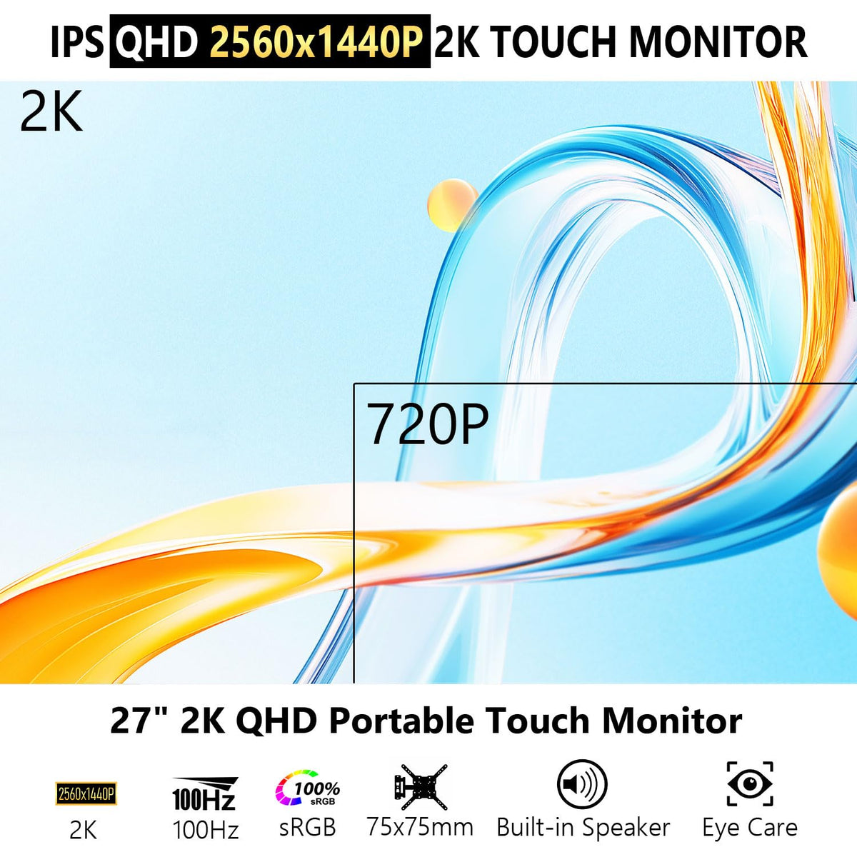 Prechen 23.8 Inch Dual Stacked Touchscreen Monitor, FHD IPS, 75Hz 65W USB-C Charging Computer Monitors 10 Point Touch, 99% sRGB, VESA USB-C/HDMI, Dual Touch Monitor for Laptop, Mac, Windows
