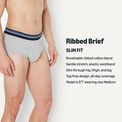 Amazon Essentials Men's Breathable Ribbed Knit Briefs with Elasticized Waistband, Multipacks
