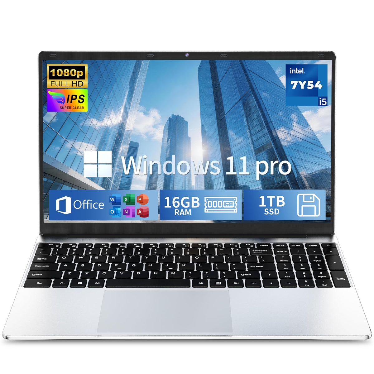 2026 Flagship 15.6" Business Laptop Computer, 16GB RAM 512GB SSD, Core i5-7Y54(Up to 3.2GHz), Windows 11 Pro, Office 365, Fan Cooling, 2-Year Warranty, Portable Traditional Lap Top for Students & Work