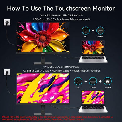 Prechen 23.8 Inch Dual Stacked Touchscreen Monitor, FHD IPS, 75Hz 65W USB-C Charging Computer Monitors 10 Point Touch, 99% sRGB, VESA USB-C/HDMI, Dual Touch Monitor for Laptop, Mac, Windows
