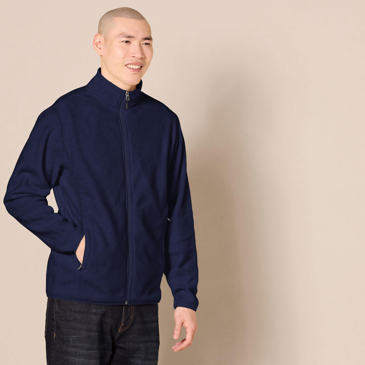 Amazon Essentials Men's Full-Zip Polar Fleece Jacket with Zippered Pockets for Cold Outdoor Weather