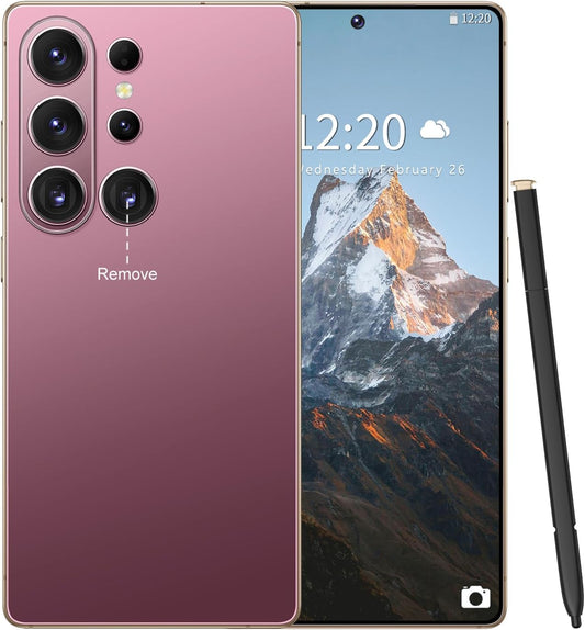 26 Ultra Unlocked Phone 16+1TB,Built in Pen The Phone,Battery 7000mAh 7.0" HD Screen,Android 15 Smartphone,Face ID/5G/Fingerprint Lock/Dual SIM/GPS (Rose Gold)