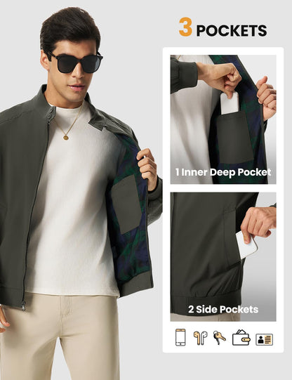 TBMPOY Men's Lightweight Jackets Casual Windbreaker Light Golf Fall