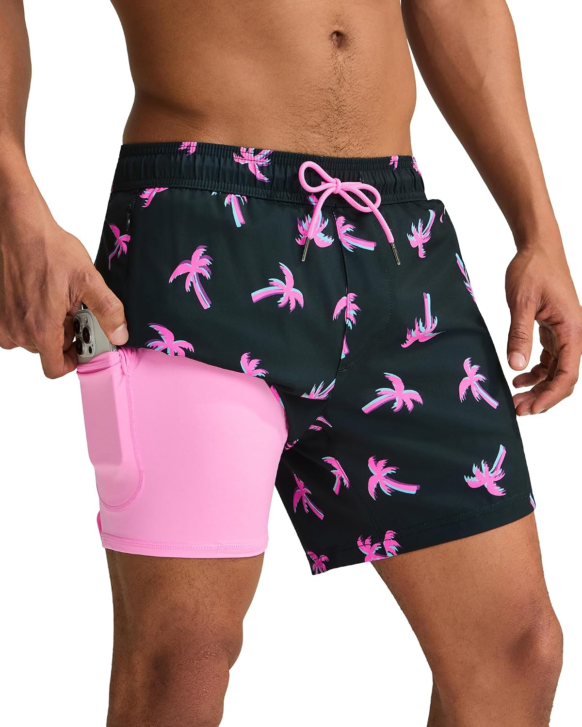 maamgic Mens Swim Trunks with Compression Liner 5 Inch Quick Dry for Beach