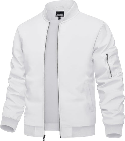 TACVASEN Men's Bomber Jacket Lightweight Casual Spring Fall Windbreaker Zip Up Coat with Pocket