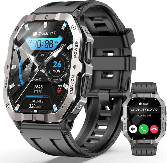 Military Smart Watch Built-in GPS,Bluetooth Calling, for iPhone & Android