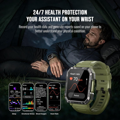 Military Smart Watch for Men with 100-Day Standby/Flashlight/Compass