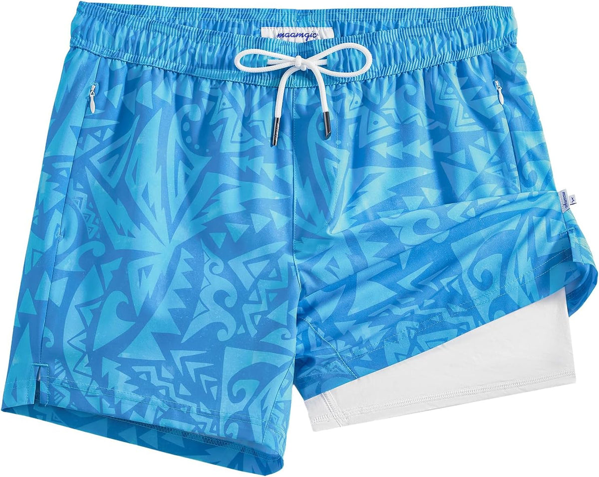 maamgic Mens Swim Trunks with Compression Liner 5 Inch Quick Dry for Beach