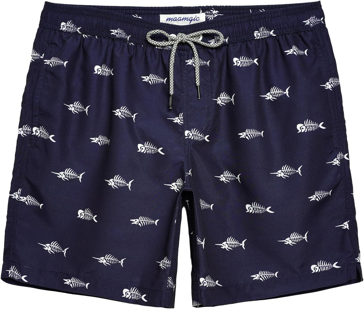 maamgic Mens Swim Trunks Quick Dry Mesh Linner with Pockets 7" Beach Shorts