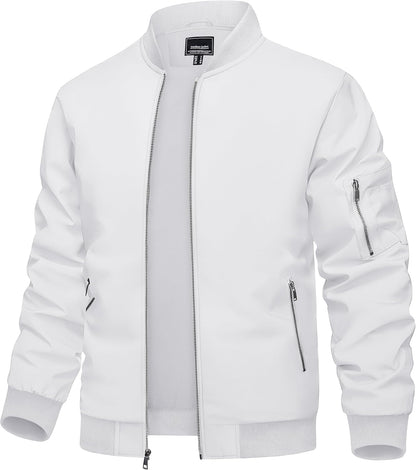 TACVASEN Men's Bomber Jacket Lightweight Casual Spring Fall Windbreaker Zip Up Coat with Pocket