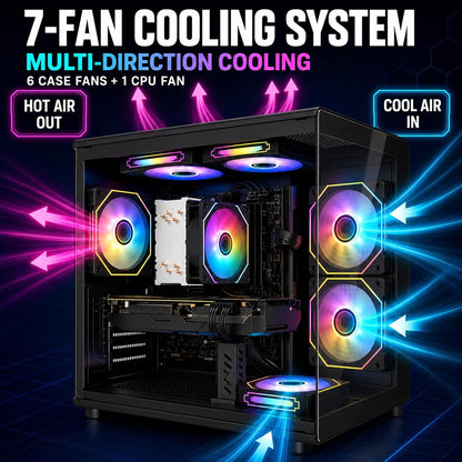 Desktop PC, i7-7700, RX 580 8GB, 16GB RAM, 256GB SSD, WiFi 6, Black