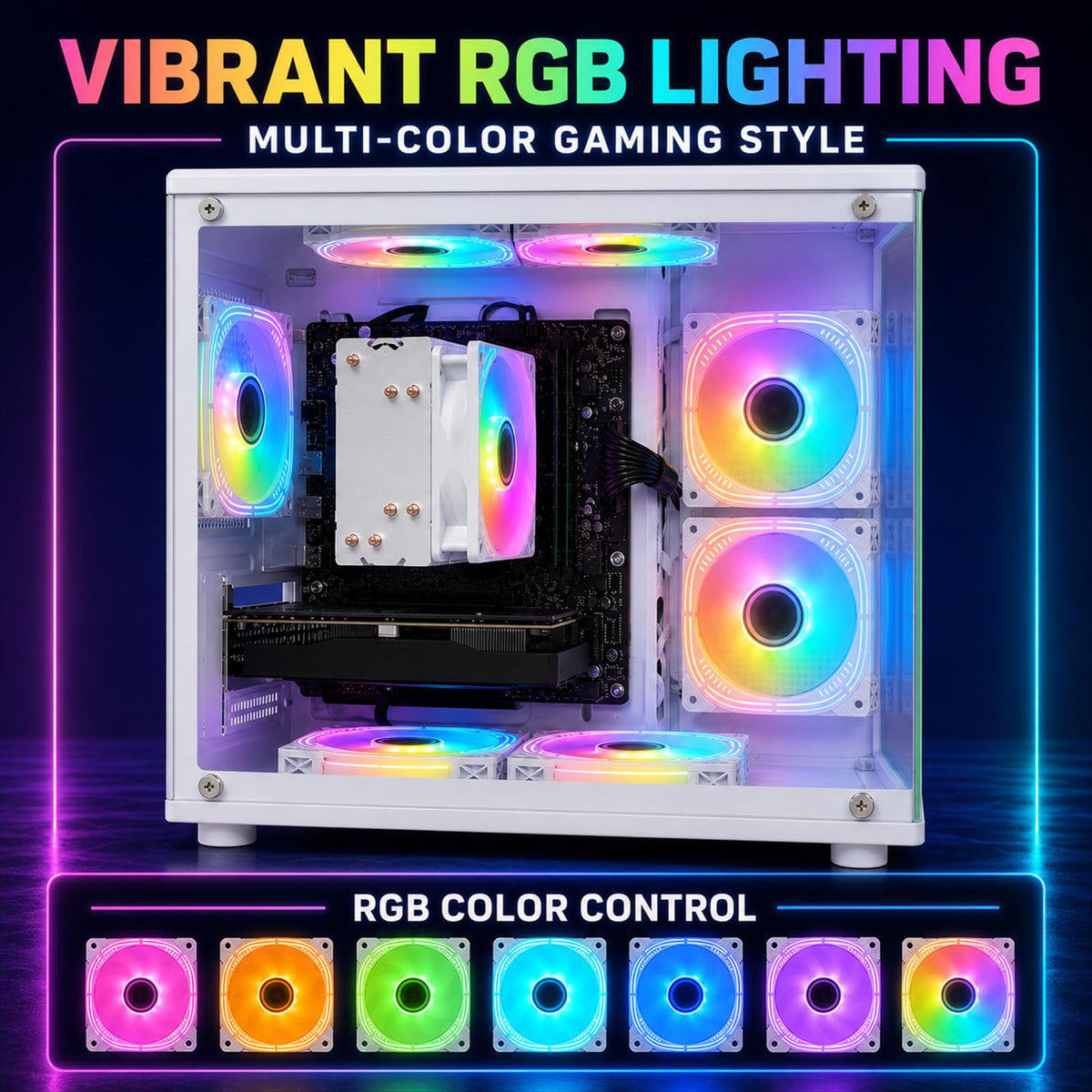 Desktop PC, i7-7700, RX 580 8GB, 16GB RAM, 256GB SSD, WiFi 6, Black