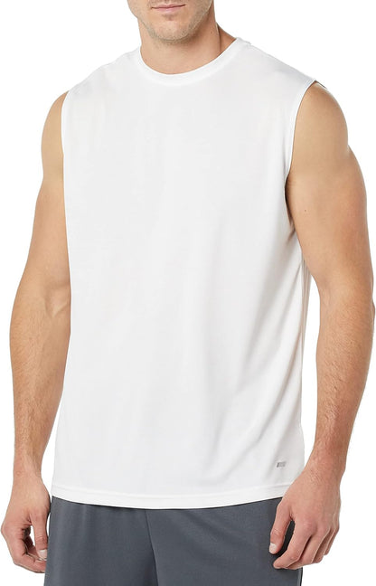 Amazon Essentials Men's Active Performance Tech Muscle Sleeveless Top, Breathable Moisture Wicking Workout Shirt, Pack of 2
