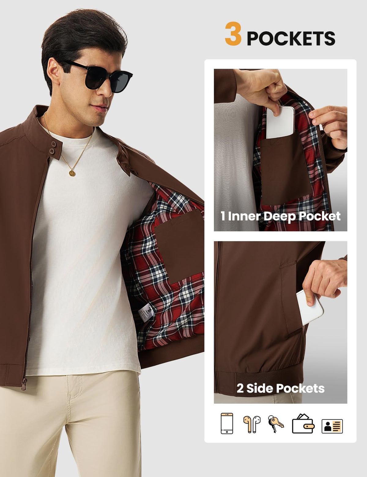TBMPOY Men's Lightweight Jackets Casual Windbreaker Light Golf Fall