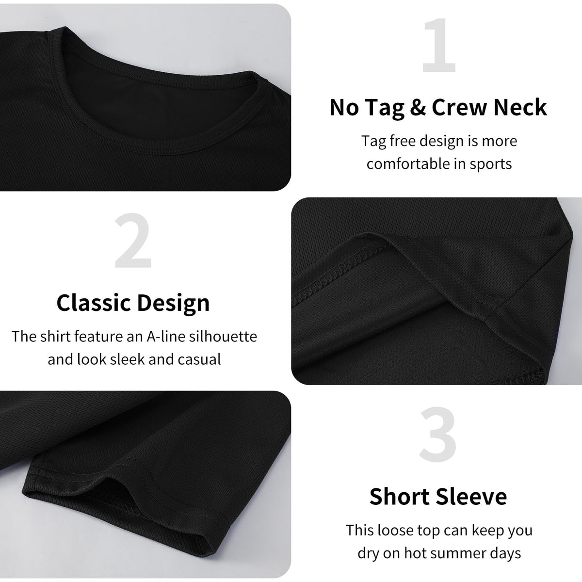 5 Pack Athletic Mens T Shirts Mesh Quick Dry Short Sleeve Tee Shirts Mens