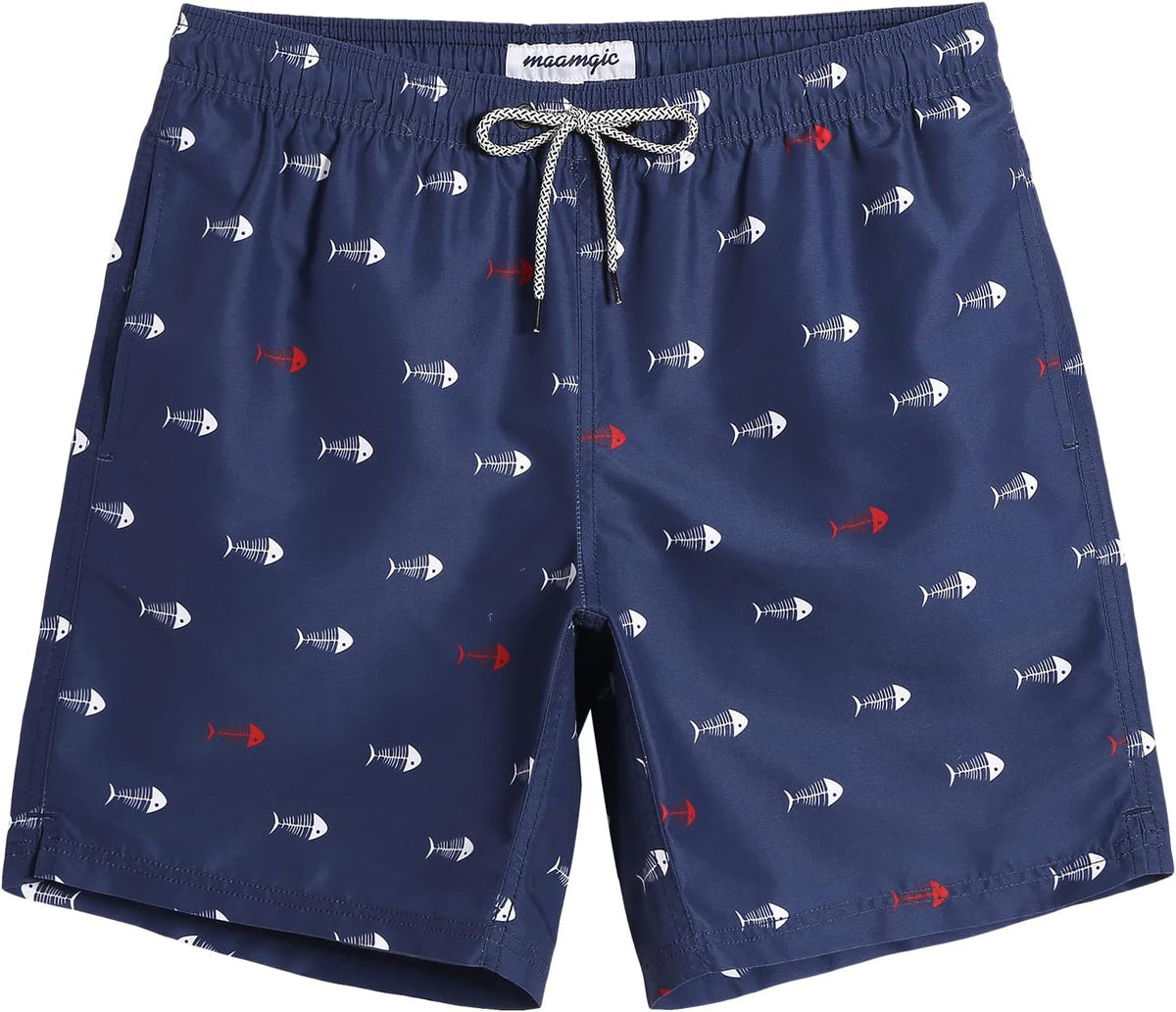 maamgic Mens Swim Trunks Quick Dry Mesh Linner with Pockets 7" Beach Shorts