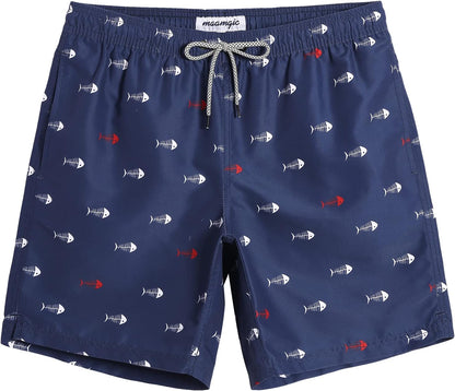 maamgic Mens Swim Trunks Quick Dry Mesh Linner with Pockets 7" Beach Shorts