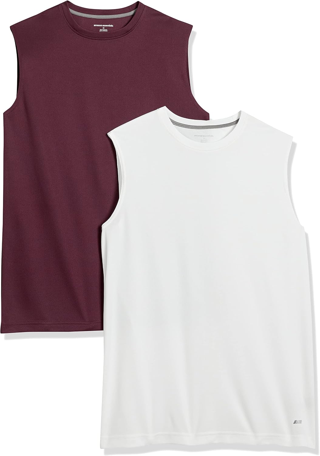 Amazon Essentials Men's Active Performance Tech Muscle Sleeveless Top, Breathable Moisture Wicking Workout Shirt, Pack of 2