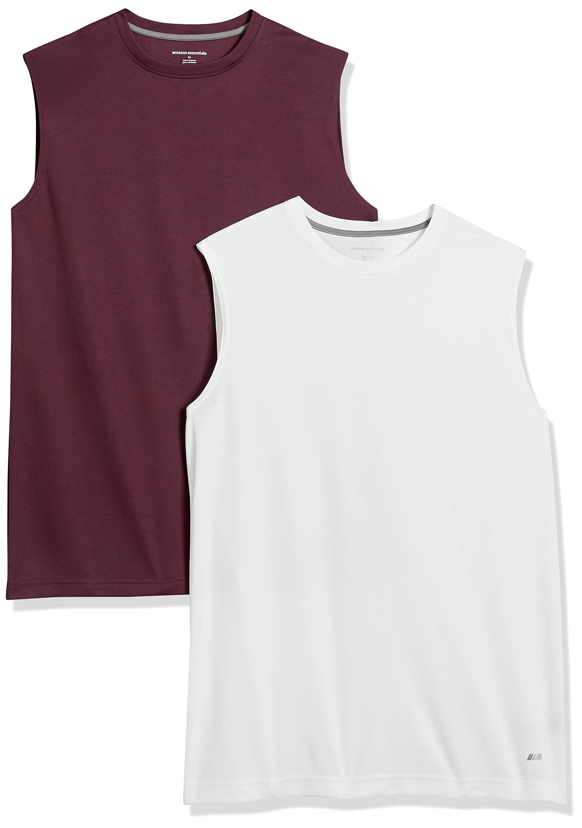 Amazon Essentials Men's Active Performance Tech Muscle Sleeveless Top, Breathable Moisture Wicking Workout Shirt, Pack of 2