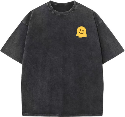 Men's Cotton T-Shirts Oversized Unisex Short Sleeves Casual Loose Wash Solid Basic Tee Tops