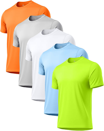 5 Pack T Shirts for Men UPF 50+ UV Sun Protection Shirts Fast Dry Rash Guard Workout Running Swimming Shirt