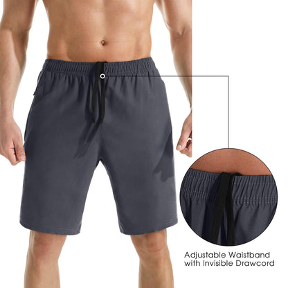 Men's 7" Athletic Running Shorts Lightweight Quick Dry Gym Workout Shorts with Zipper Pockets
