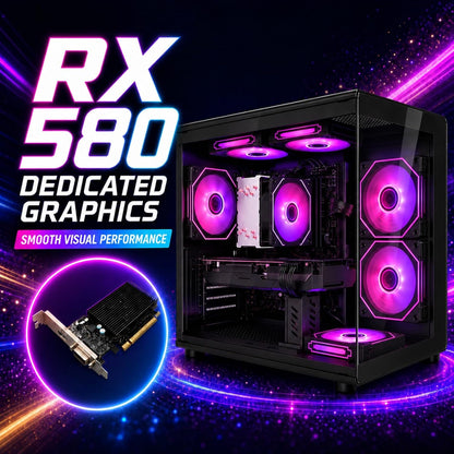 Desktop PC, i7-7700, RX 580 8GB, 16GB RAM, 256GB SSD, WiFi 6, Black