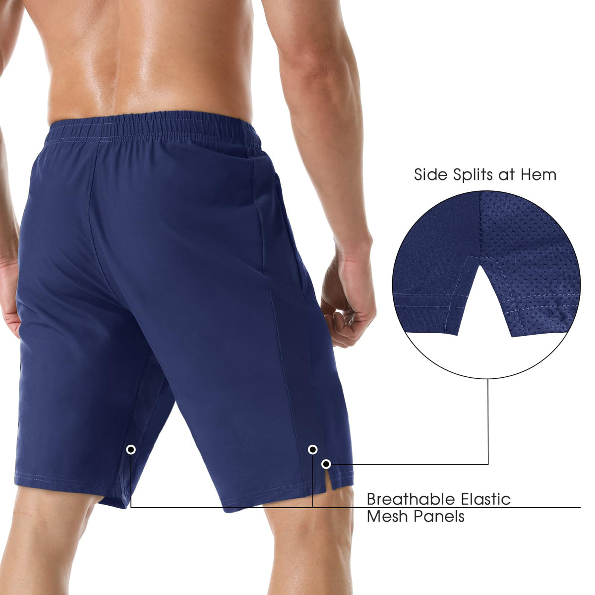 Men's 7" Athletic Running Shorts Lightweight Quick Dry Gym Workout Shorts with Zipper Pockets
