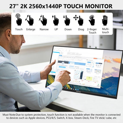 Prechen 23.8 Inch Dual Stacked Touchscreen Monitor, FHD IPS, 75Hz 65W USB-C Charging Computer Monitors 10 Point Touch, 99% sRGB, VESA USB-C/HDMI, Dual Touch Monitor for Laptop, Mac, Windows