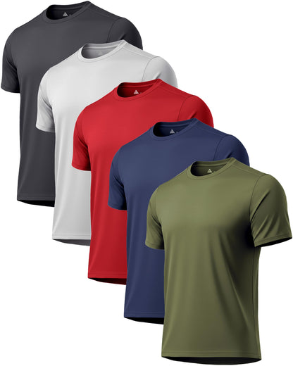 5 Pack T Shirts for Men UPF 50+ UV Sun Protection Shirts Fast Dry Rash Guard Workout Running Swimming Shirt
