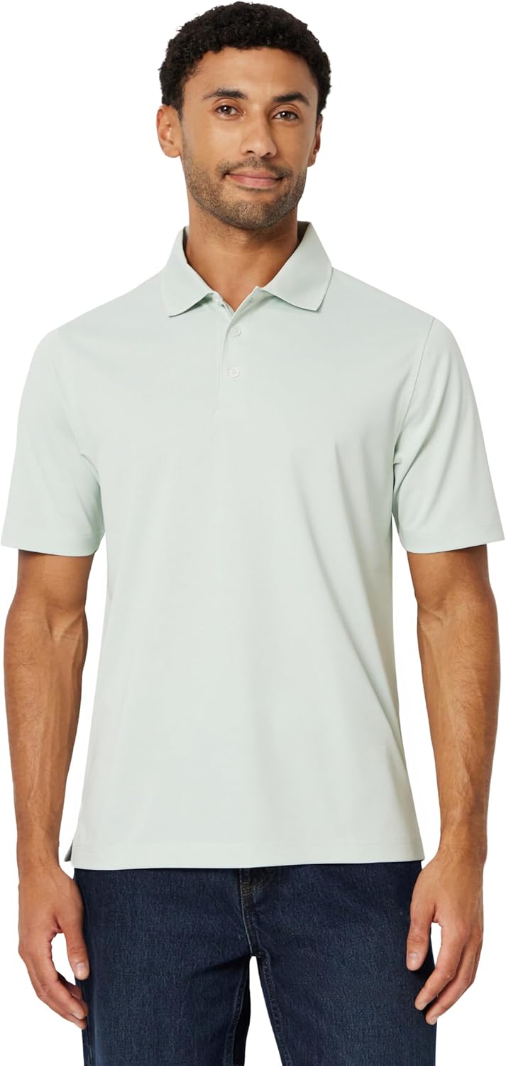 Amazon Essentials Men's Regular Fit Golf Polo Shirt, Moisture-Wicking Quick Dry, Recycled Polyester, Short Sleeve