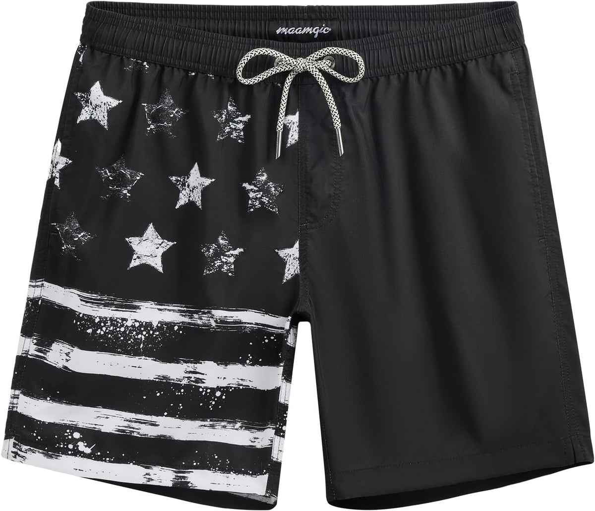 maamgic Mens Swim Trunks Quick Dry Mesh Linner with Pockets 7" Beach Shorts