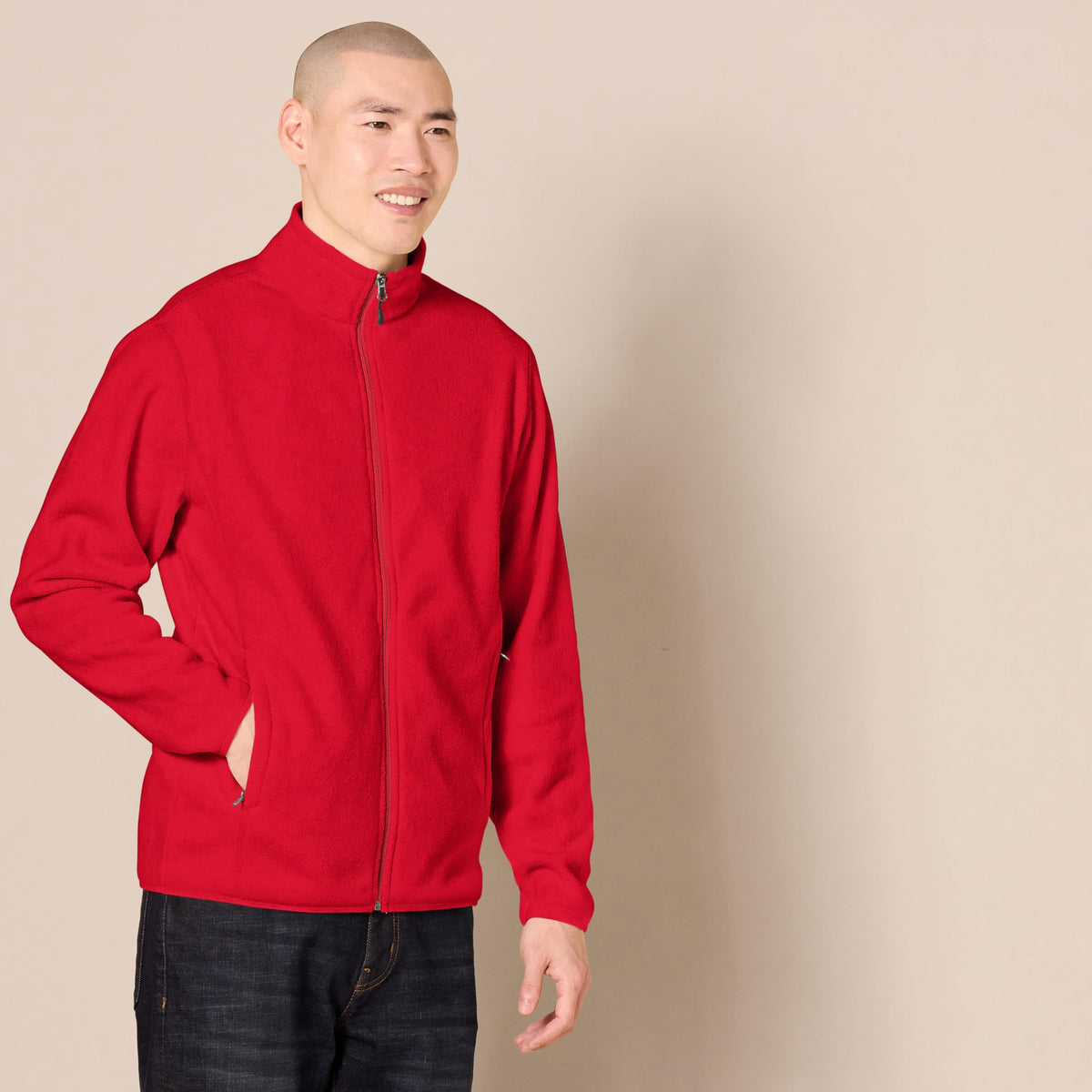 Amazon Essentials Men's Full-Zip Polar Fleece Jacket with Zippered Pockets for Cold Outdoor Weather
