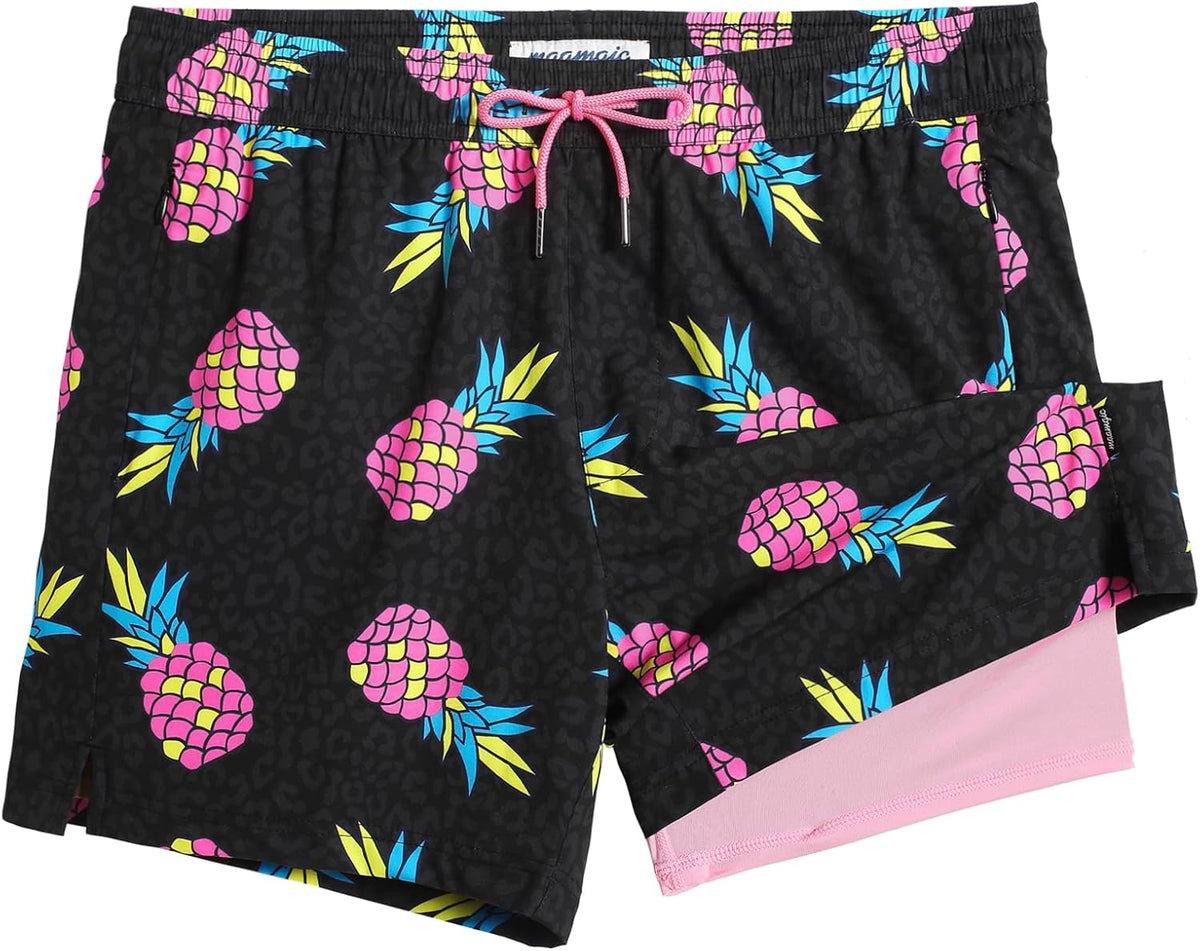 maamgic Mens Swim Trunks with Compression Liner 5 Inch Quick Dry for Beach
