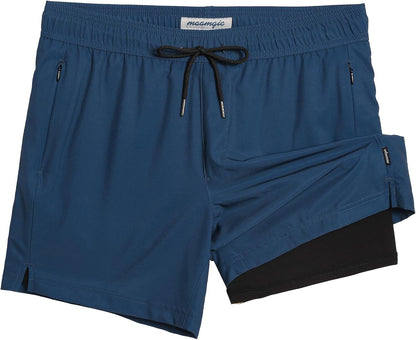 maamgic Mens Swim Trunks with Compression Liner 5 Inch Quick Dry for Beach