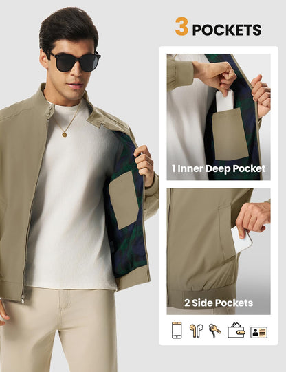 TBMPOY Men's Lightweight Jackets Casual Windbreaker Light Golf Fall