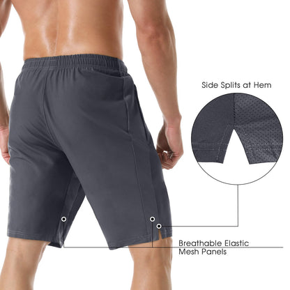 Men's 7" Athletic Running Shorts Lightweight Quick Dry Gym Workout Shorts with Zipper Pockets