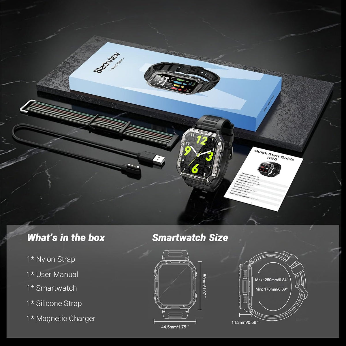 Military Smart Watch for Men with 100-Day Standby/Flashlight/Compass