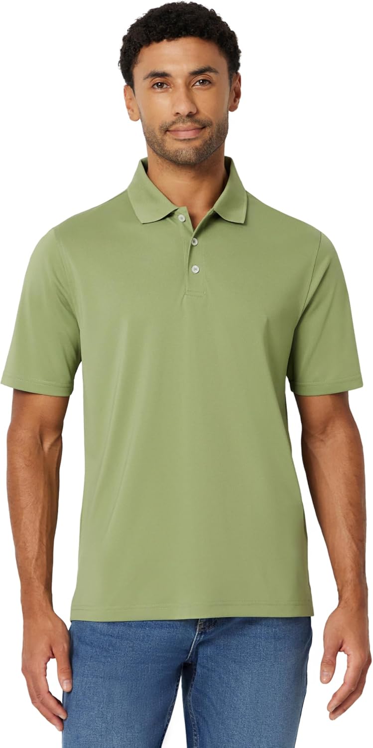 Amazon Essentials Men's Regular Fit Golf Polo Shirt, Moisture-Wicking Quick Dry, Recycled Polyester, Short Sleeve