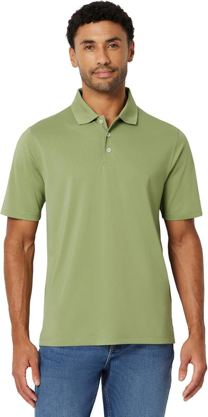 Amazon Essentials Men's Regular Fit Golf Polo Shirt, Moisture-Wicking Quick Dry, Recycled Polyester, Short Sleeve
