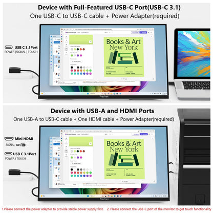 Prechen 23.8 Inch Dual Stacked Touchscreen Monitor, FHD IPS, 75Hz 65W USB-C Charging Computer Monitors 10 Point Touch, 99% sRGB, VESA USB-C/HDMI, Dual Touch Monitor for Laptop, Mac, Windows