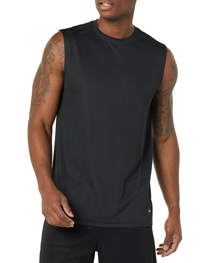 Amazon Essentials Men's Active Performance Tech Muscle Sleeveless Top, Breathable Moisture Wicking Workout Shirt, Pack of 2
